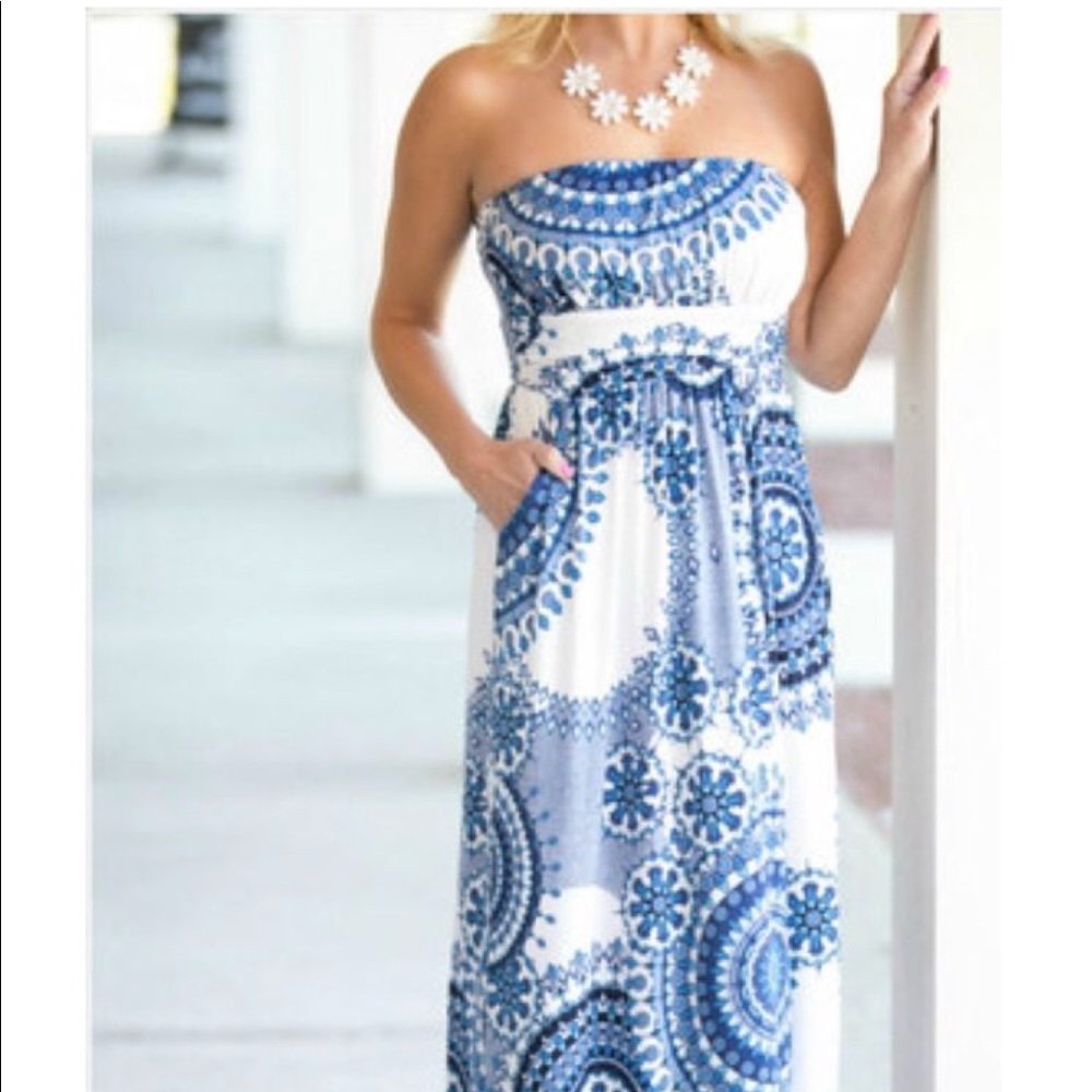 Jenny Boston Size M Strapless Maxi Dress